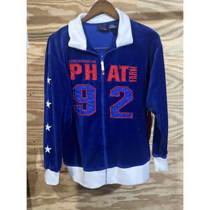 Vintage Phat Farm Velour Jacket Y2K 90s Hip Hop Retro Zip Blue Womens Large
